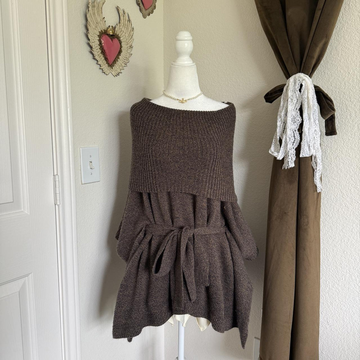 H&M Belted Knit Tunic Turtleneck Sweater Dress