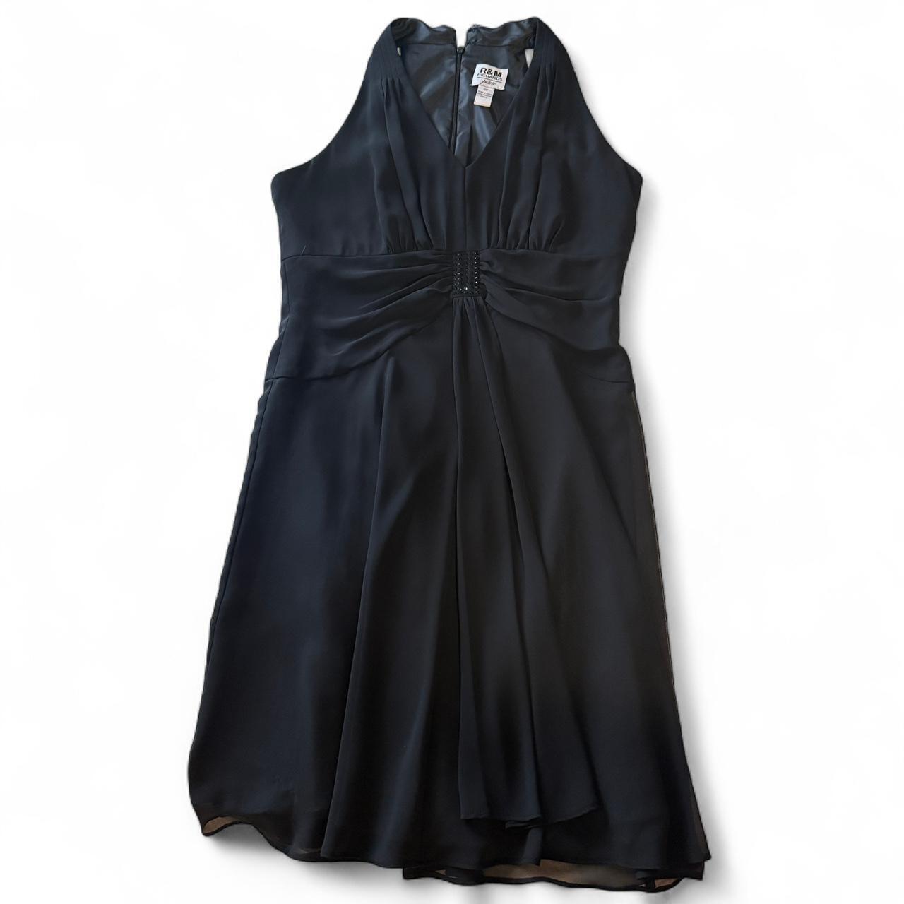 R&M Richards Sleeveless Black Beaded Cocktail Dress Y2K Formal
