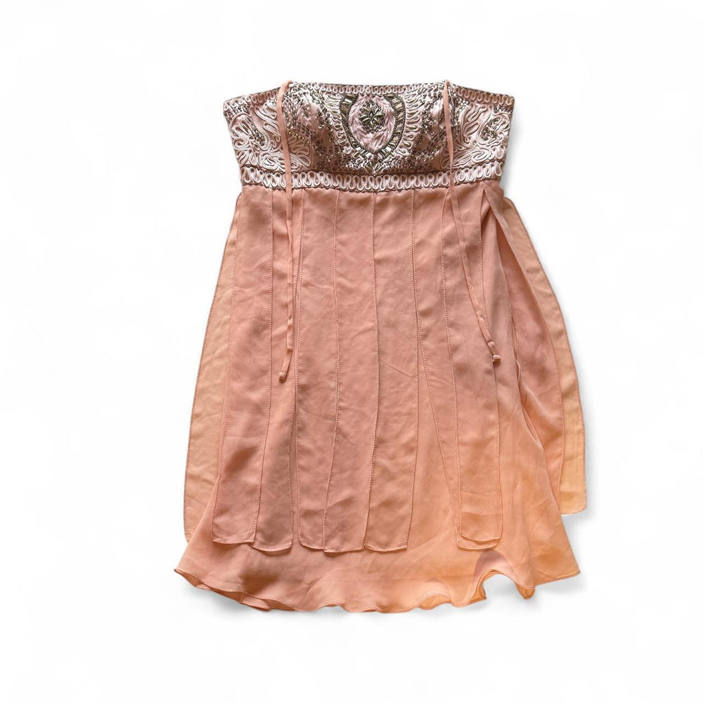 SUE WONG Blush Pink Delicate Beaded Fairy Dress Y2K Formal Girly Winx