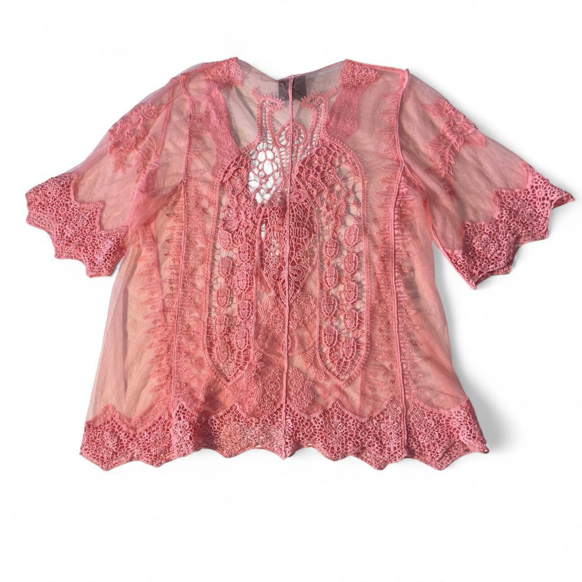 Liv Los Angeles Whimsical Pink Cover Up Bed Jacket Bohemian Festival Coquette