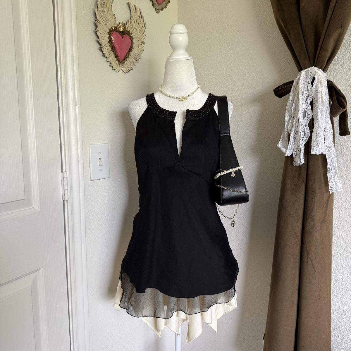 Silk Spenser Jeremy Y2K 1990s Vintage Tank Top Ruffled Hem
