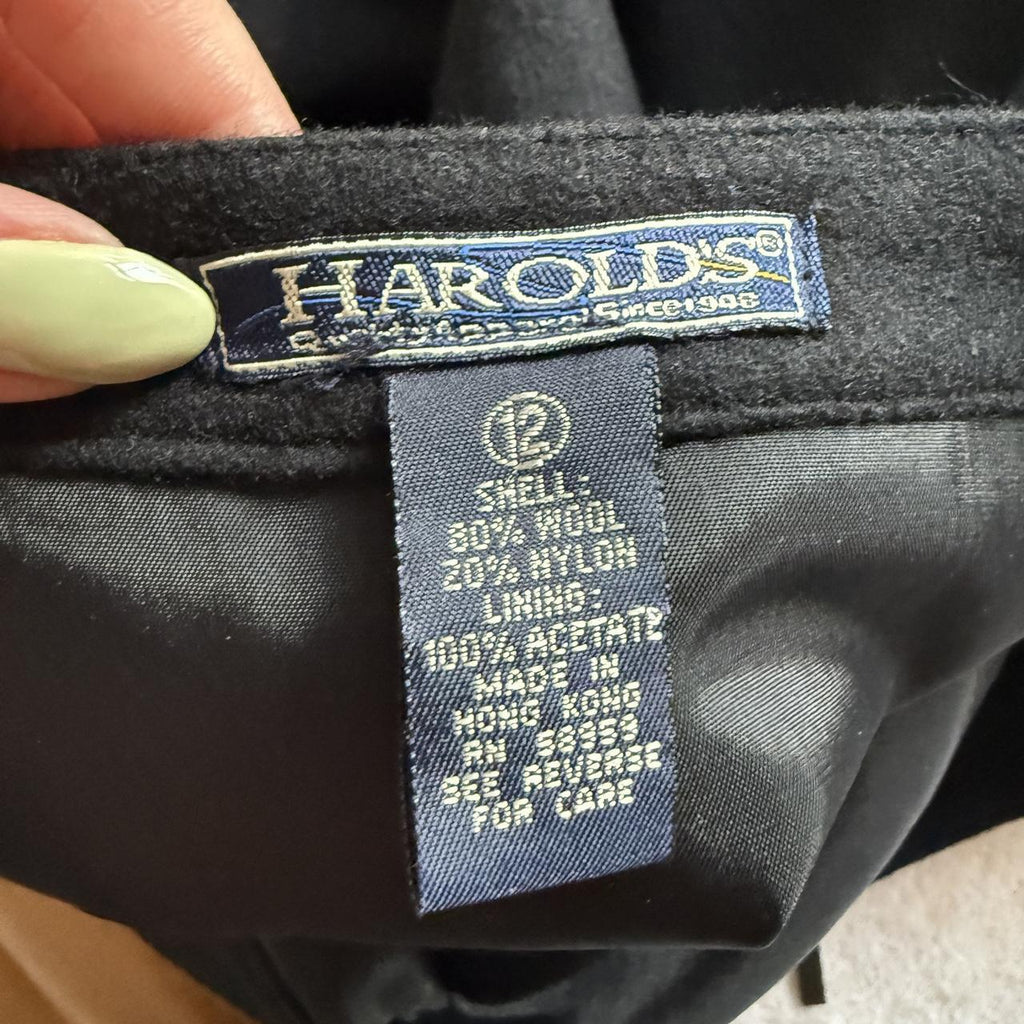Vintage Harold's Wool Blend Fringe Maxi Skirt Blanket Winter Suede Tie Womens 12