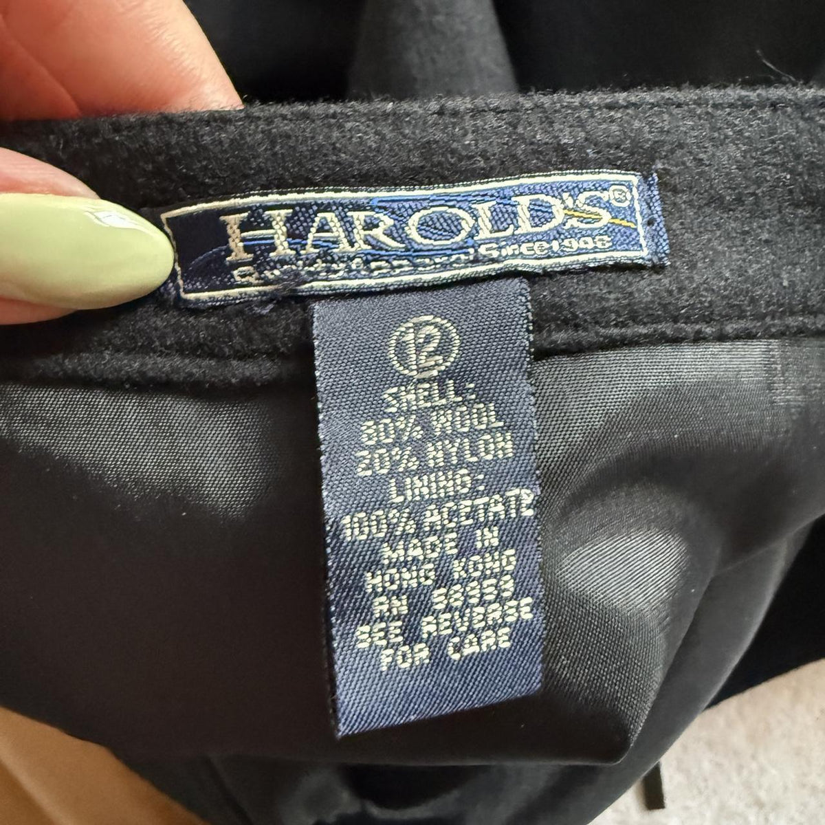 Vintage Harold's Wool Blend Fringe Maxi Skirt Blanket Winter Suede Tie Womens 12