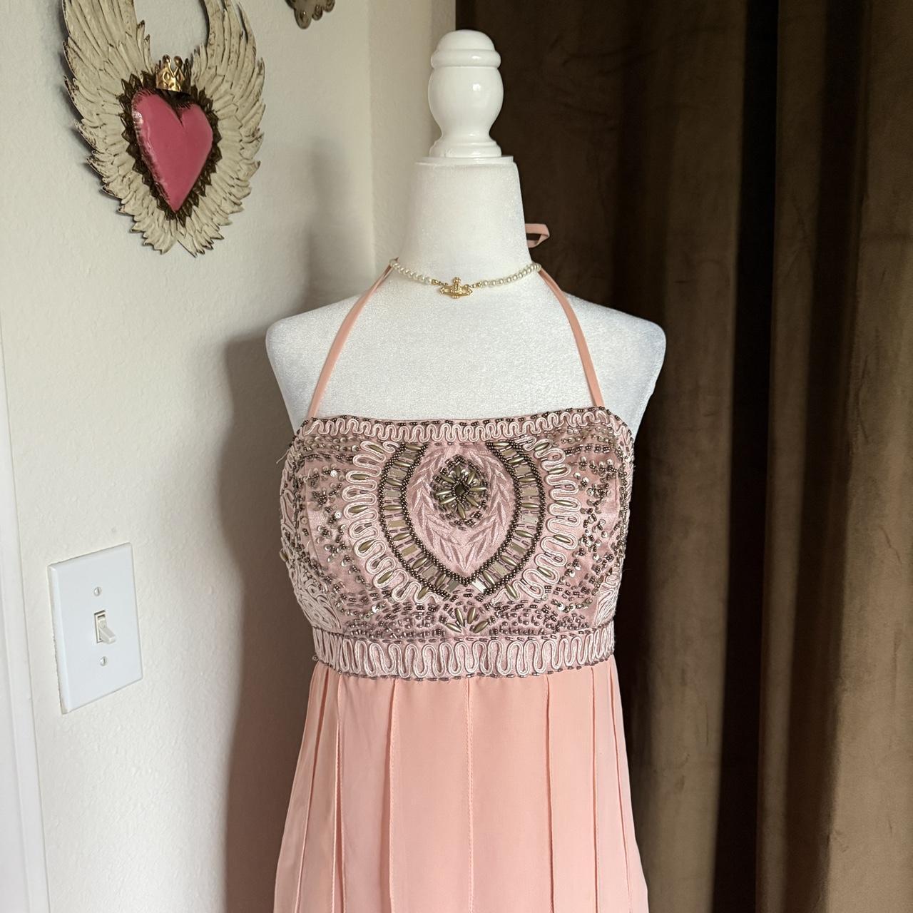 SUE WONG Blush Pink Delicate Beaded Fairy Dress Y2K Formal Girly Winx