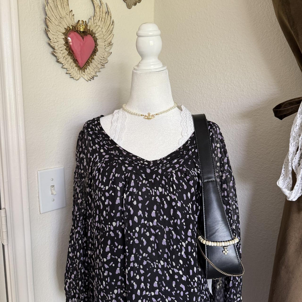 Diane von Furstenberg Purple Silk Blouse Geometric Quiet Luxury