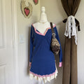 Y2K Honeydew Pajama Lingerie Tunic Ribbed Knit Mini Dress Fairycore Coquette