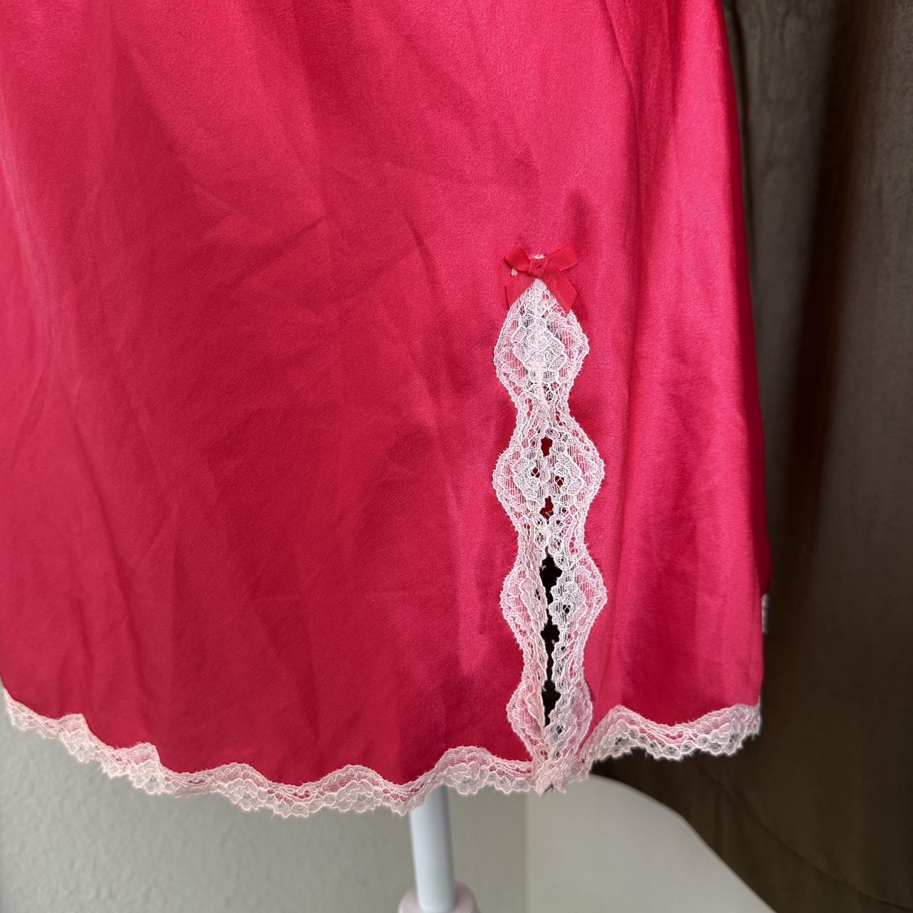 Victoria’s Secret Red Satin Slip Dress — Lace Trim Coquette Lingerie