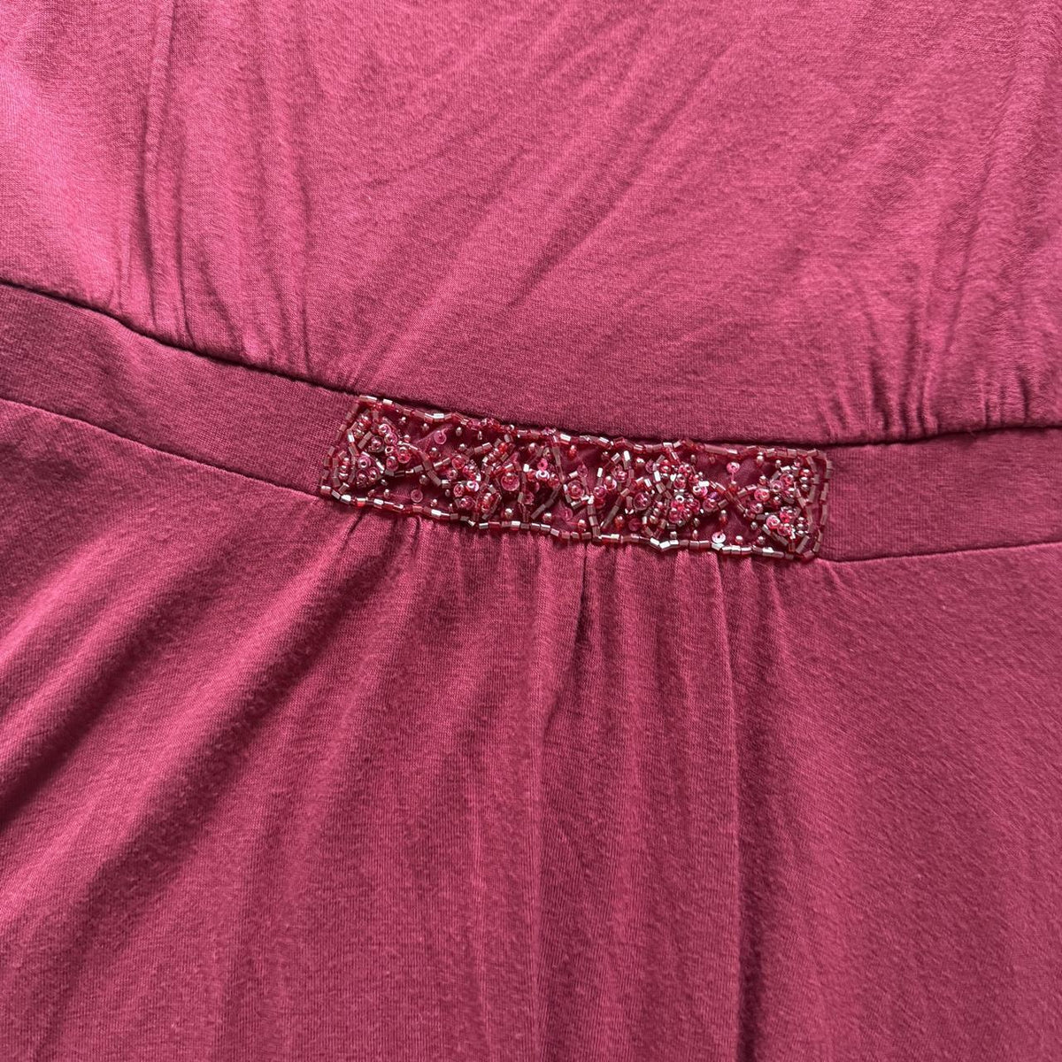Daisy Fuentes Pink Beaded Empire Waist Fairycore Tunic Top Women's Small