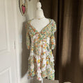 For Love & Lemons Floral Coquette Ruffle Tiered Mini Dress