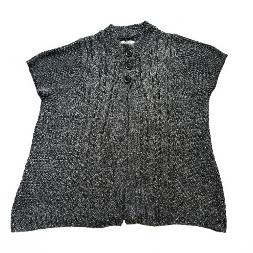 thriftalina Sonoma Life + Style Cozy Fall Gray Short Sleeve Cable Knit Cardigan Sweater XXL