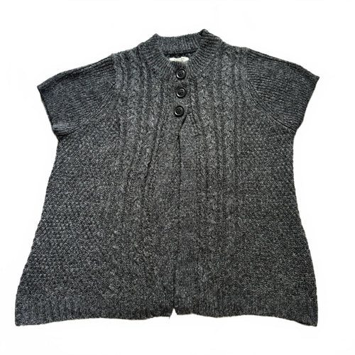 thriftalina Sonoma Life + Style Cozy Fall Gray Short Sleeve Cable Knit Cardigan Sweater XXL