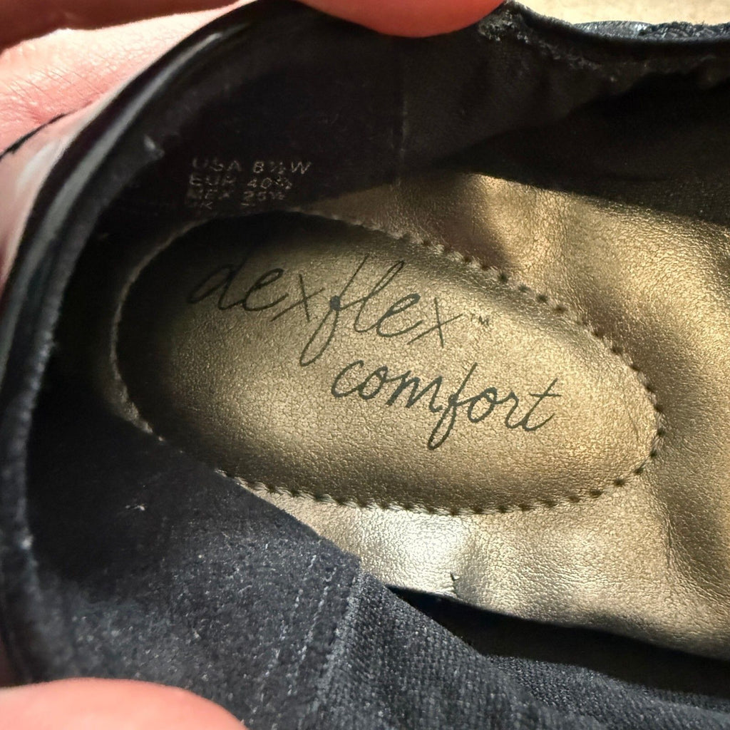 Dexflex Comfort Black Patent Cap Toe Ballet Flats Comfort Shoes 8.5W