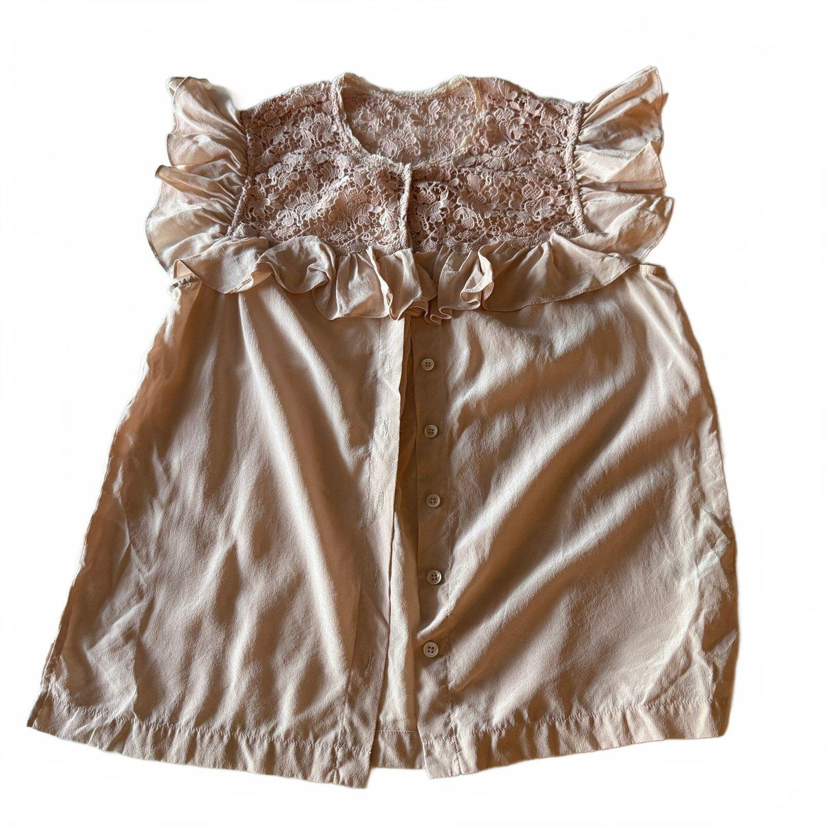 Rebecca Taylor Blush Silk Ruffle Lace Blouse Coquette Balletcore Girly Frilly