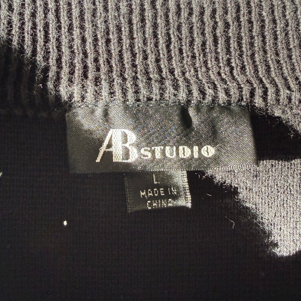 AB Studio Women's Black Cotton Sweater Cardigan Size Large