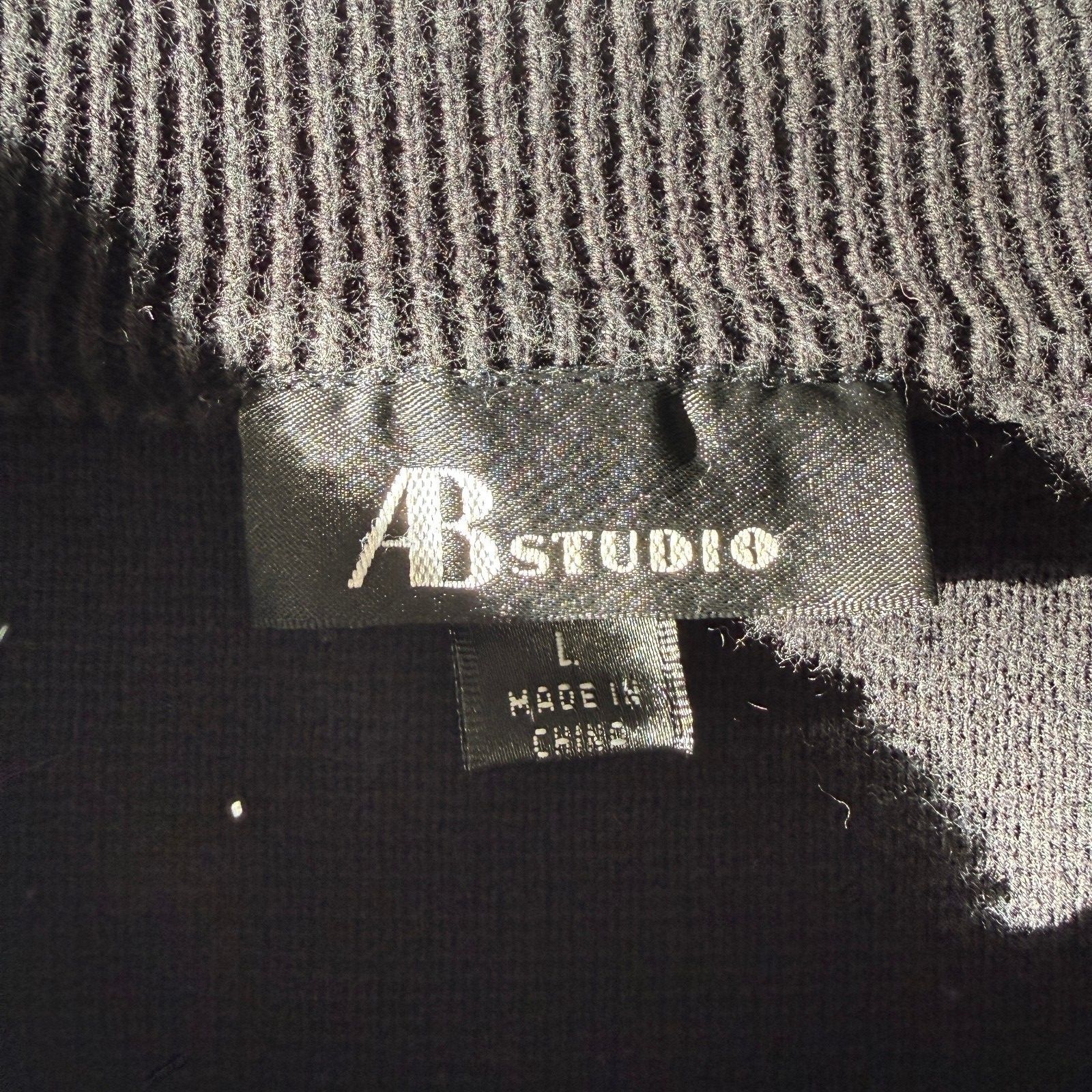 AB Studio Women's Black Cotton Sweater Cardigan Size Large