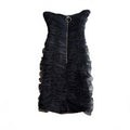 Betsey Johnson Women's Strapless Black Ruched Dress Size 0 with Front Zip