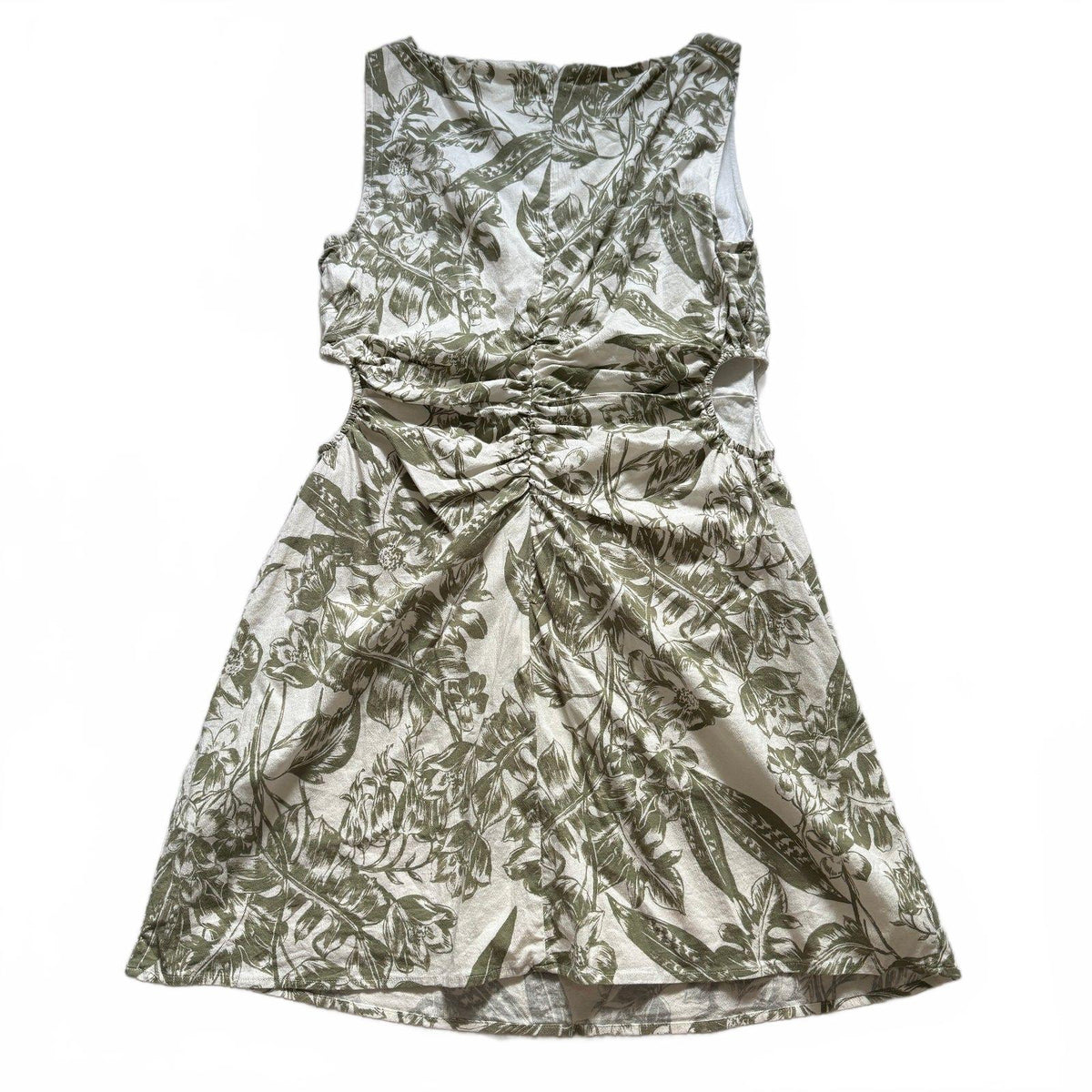 thriftalina Abercrombie & Fitch Women's Sleeveless Floral Print Mini Dress Cotton Ruched