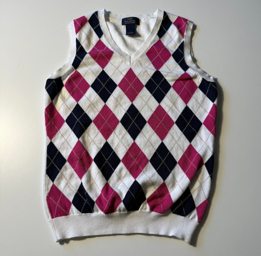 Brooks Brothers 346 Supima Cotton Pink Argyle Back to School Preppy Sweater Vest