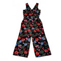 Ann Taylor Factory Floral Wide Leg Jumpsuit Black Petite 4P Sleeveless