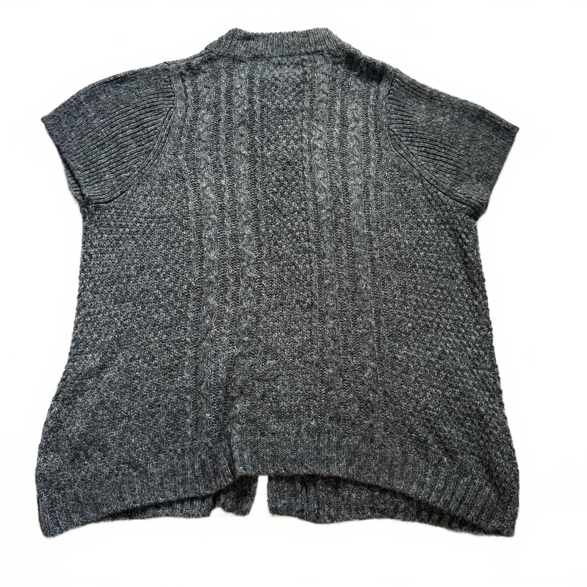thriftalina Sonoma Life + Style Cozy Fall Gray Short Sleeve Cable Knit Cardigan Sweater XXL