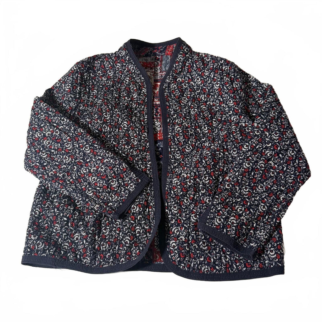 Marte Reversible Quilted Patchwork Pattern Jacket One Size 2-in-1 Boho Fall