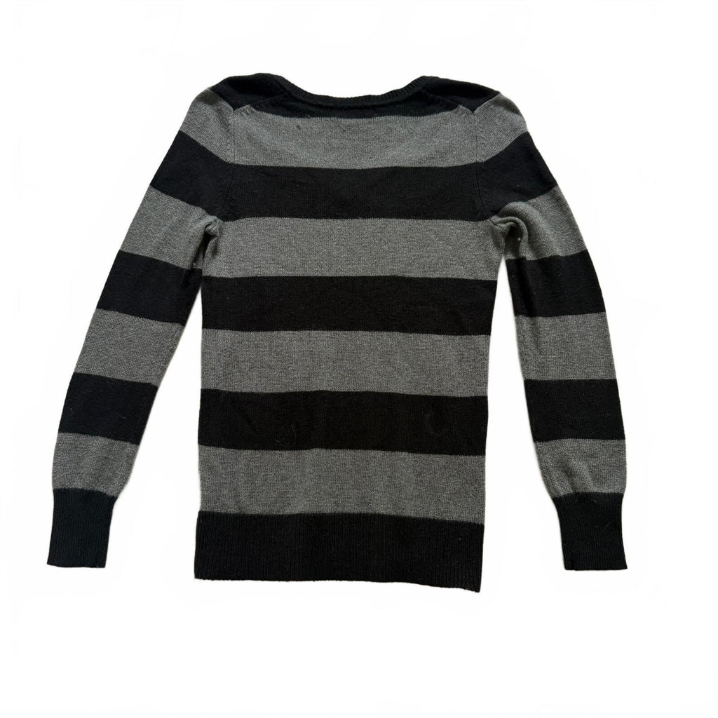 thriftalina Gap Luxe Women's XS Striped V-Neck Sweater Angora Rabbit Hair Blend Bella Swan