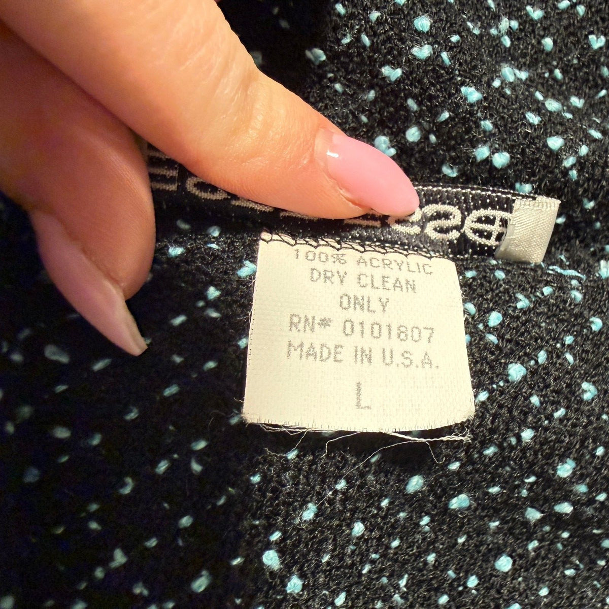 Vintage Espresso Black Blue Boucle Tweed A-Line Midi Skirt Sz Large USA Made