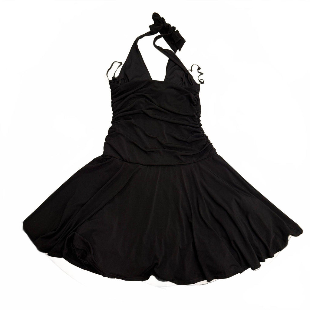 Vintage Jodi Kristopher NWT Black Halter Neck Dress Size Large Made in USA