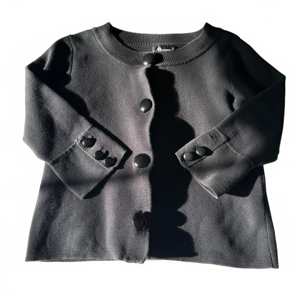 AB Studio Women's Black Cotton Sweater Cardigan Size Large