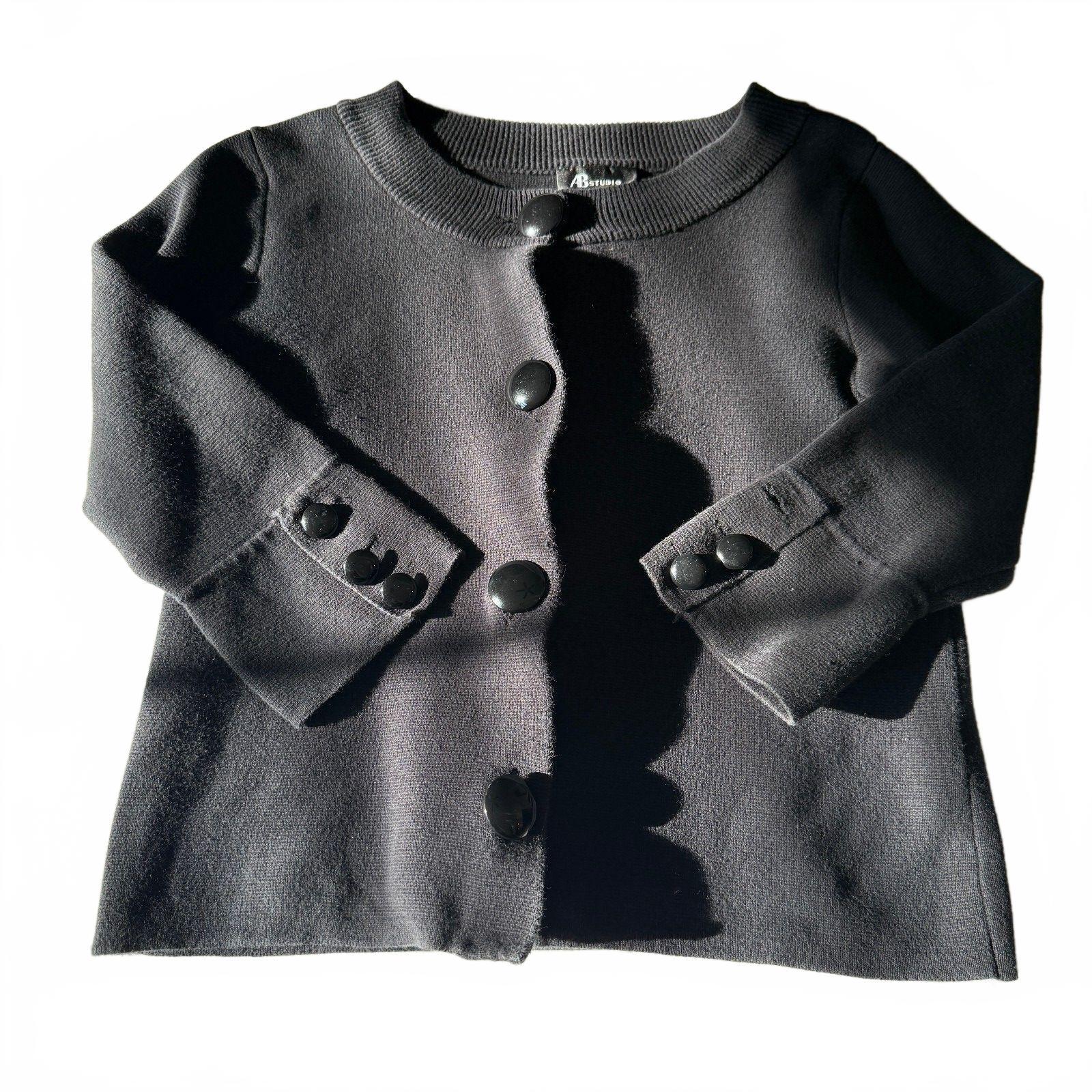 AB Studio Women's Black Cotton Sweater Cardigan Size Large
