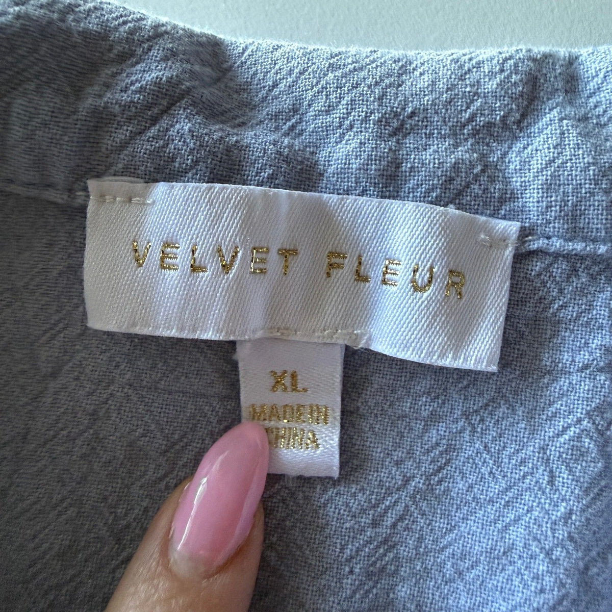 Velvet Fleur Sz XL Periwinkle Crochet Lace Trim Collared Blouse Cottagecore