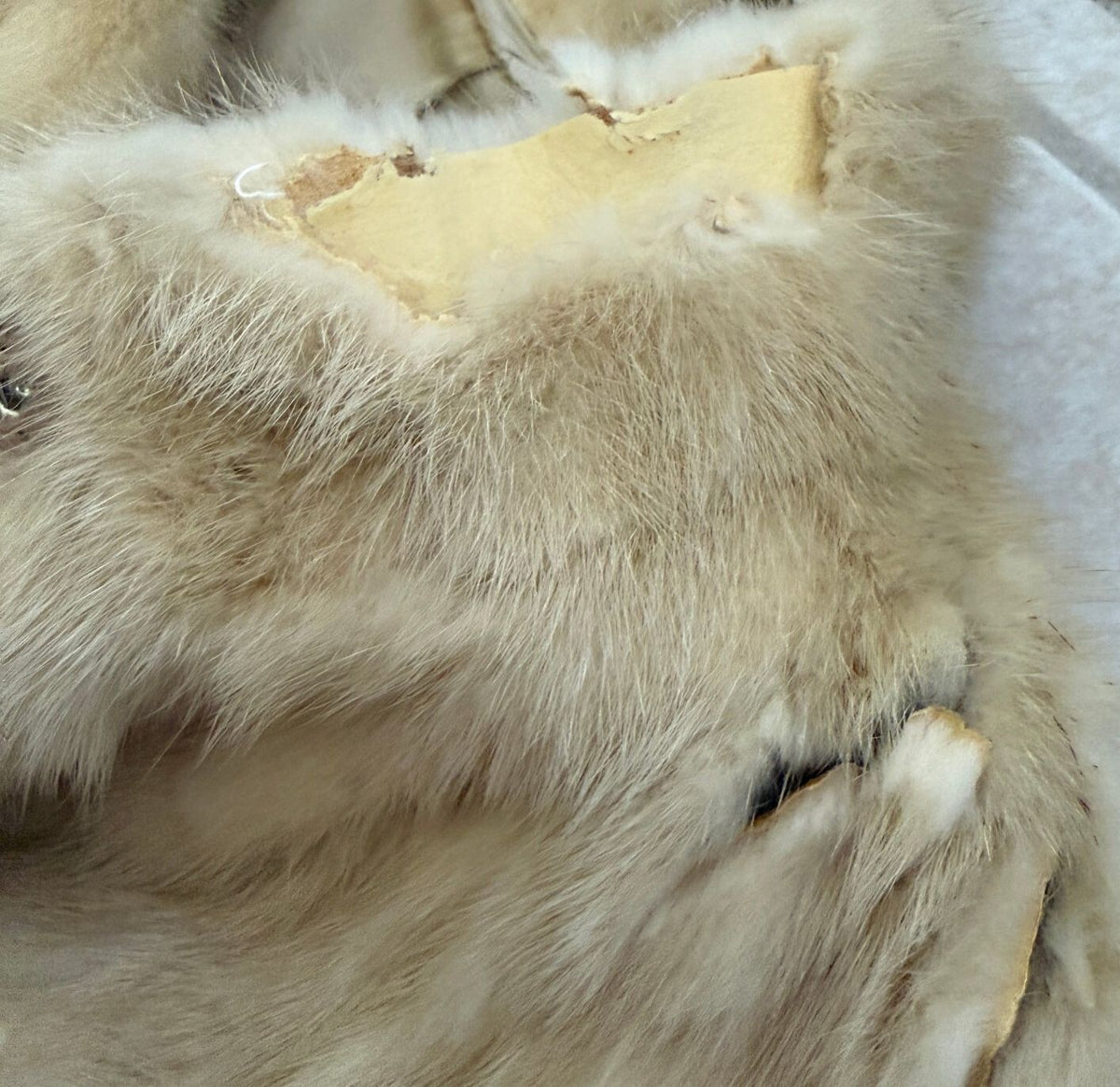 Vintage Genuine Mink Fur Coat Women's Blonde Long Coat Pockets Winter Luxe