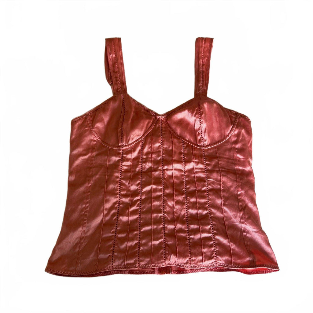 Salt & Pepper Y2K Peach Pink 100% Silk Corset Style Top Mermaid Coquette Girly
