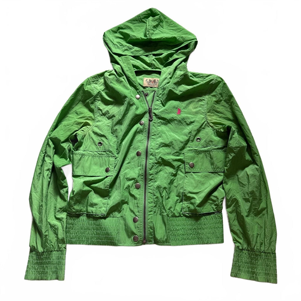 thriftalina Vintage Juicy Couture Y2K Green Hooded Windbreaker Jacket Lightweight Trendy
