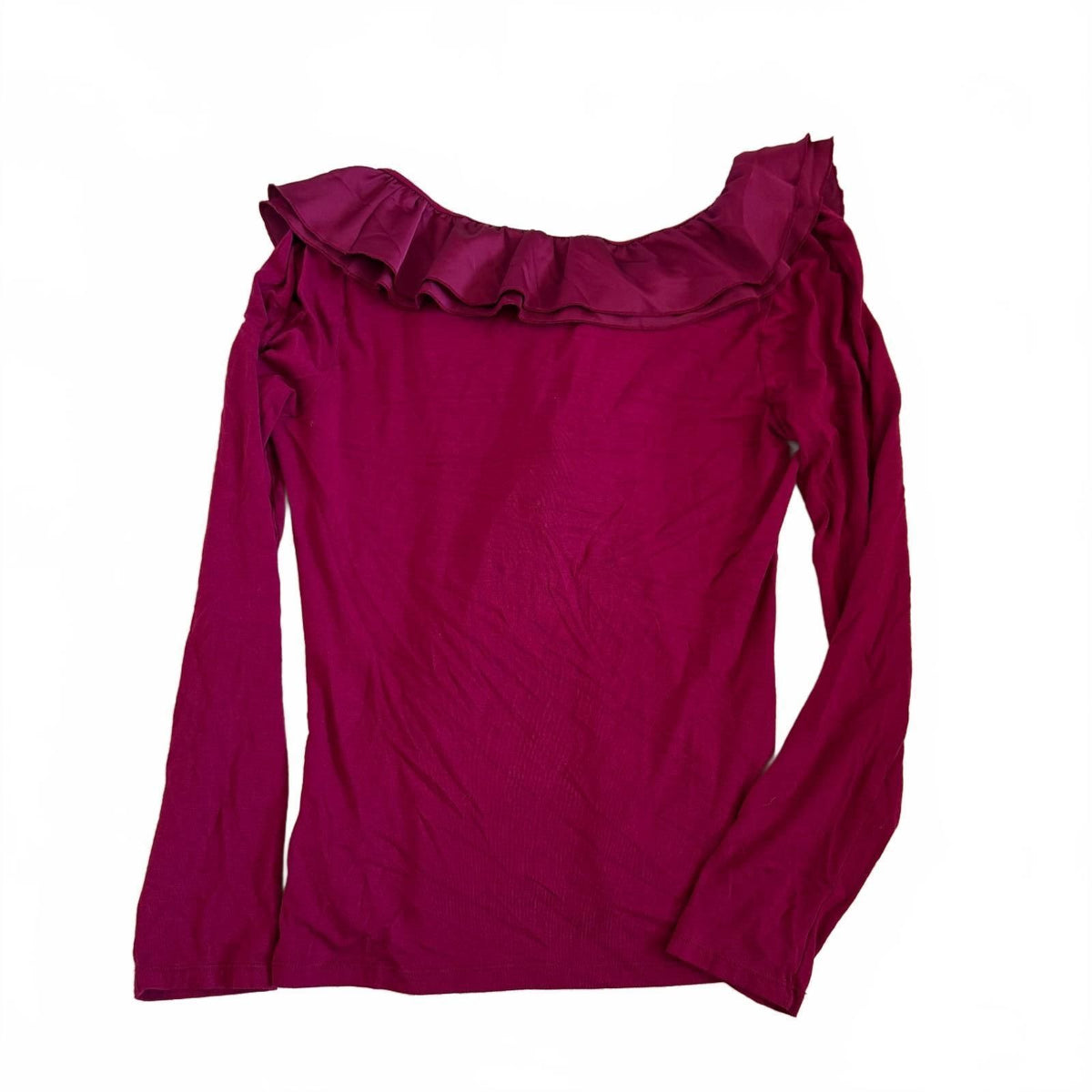 Lauren Ralph Lauren Women's Large Long Sleeve Ruffle Neck Top in Mauve