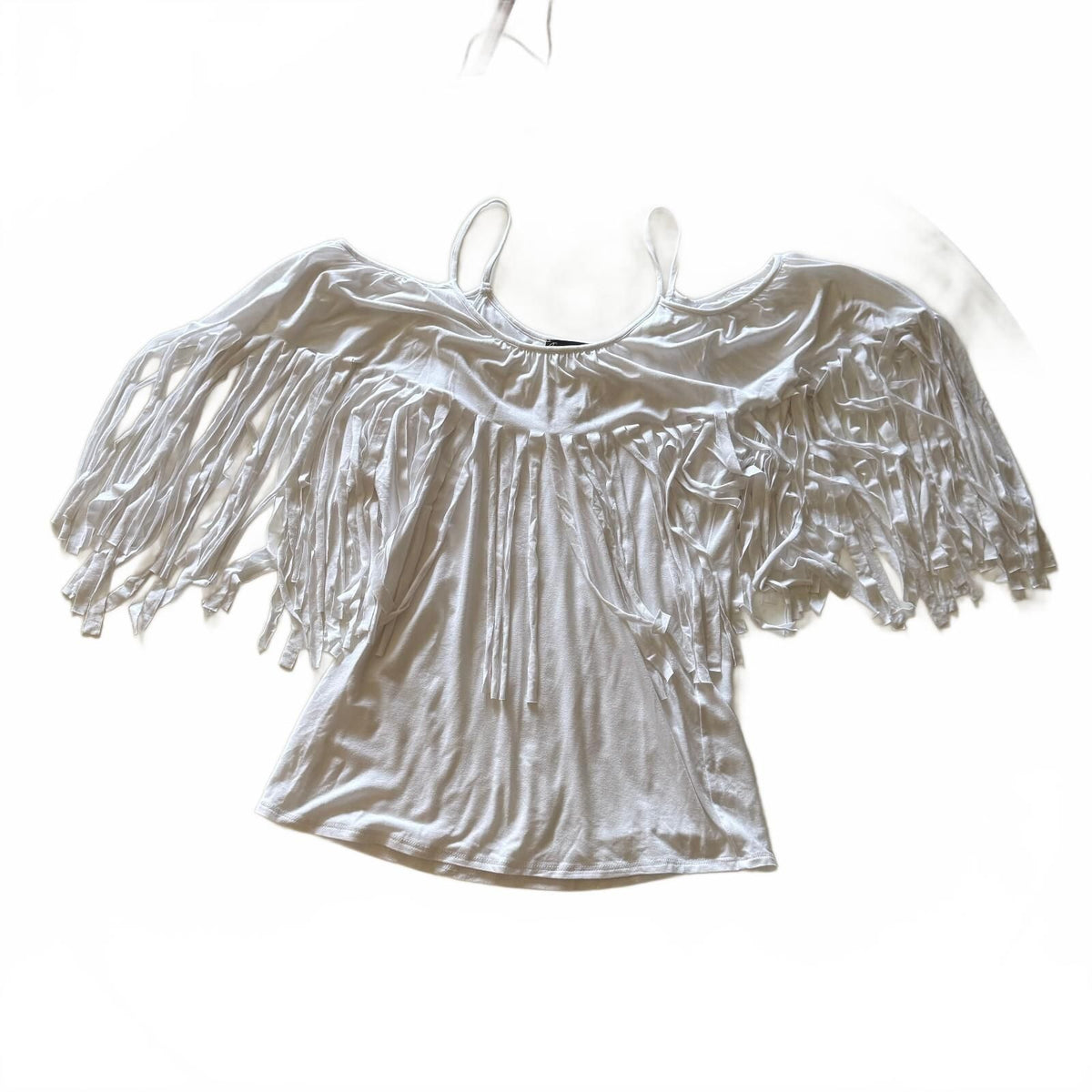 James & Joy Fringe Cold Shoulder Detail Blouse Boho Chic Festival Unique Y2K
