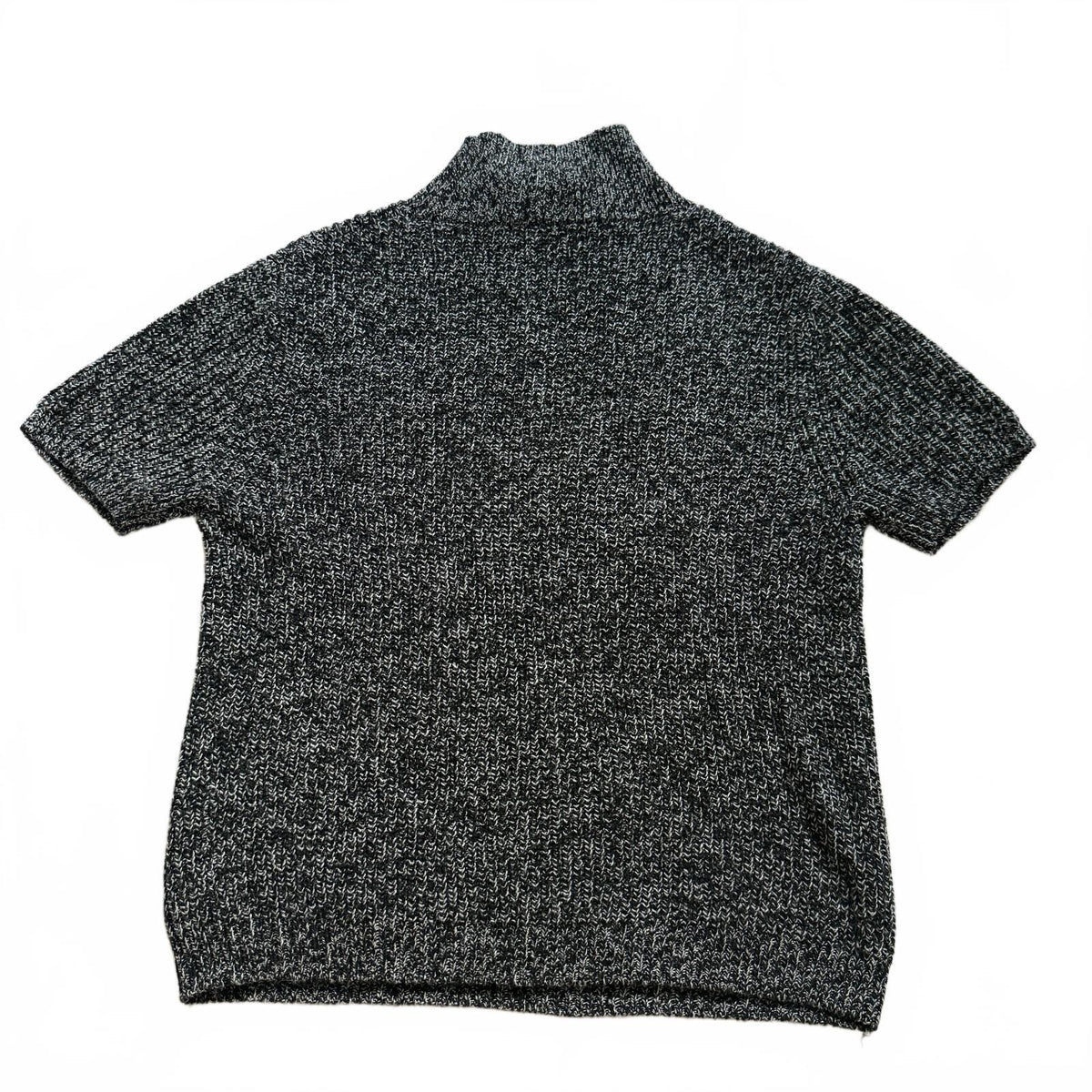 thriftalina MNG Women's Black and White Marled Knit Short Sleeve Sweater Cozy Chic Elevated