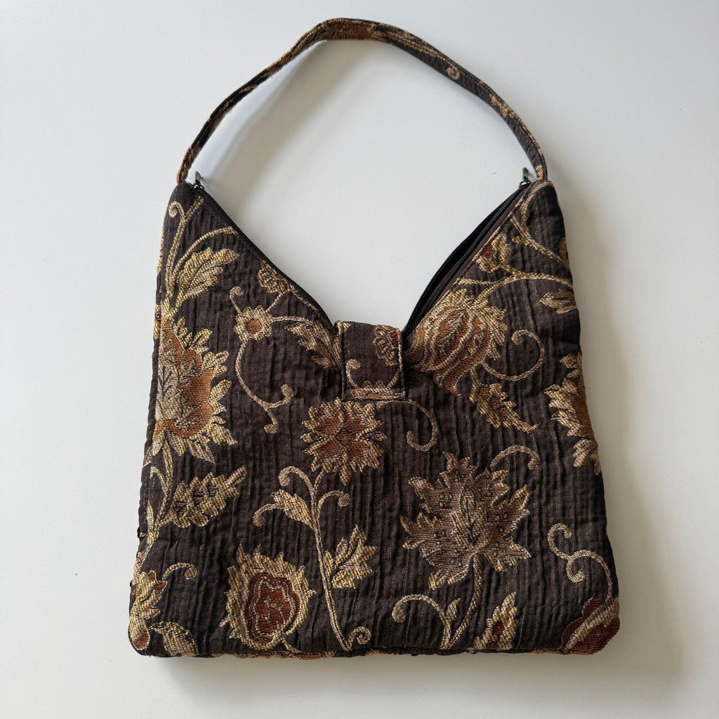 Whimsical 90's Inspired Tapestry Sequin Beaded Jeweled Buckle Boho Shoulder Bag