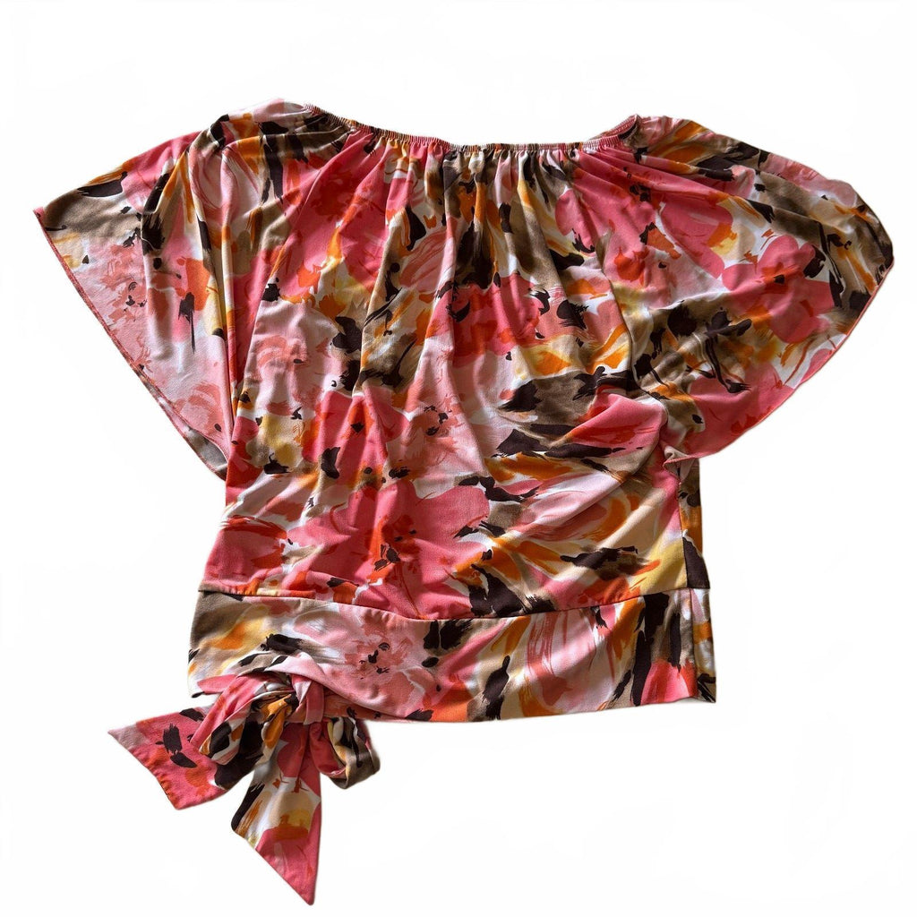 Vintage AB Studio Butterfly Batwing Sleeve Floral Draped Blouse Sz Large Fall