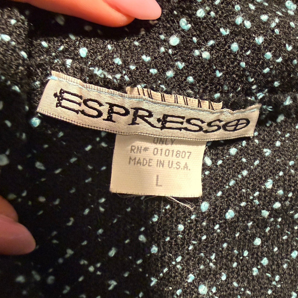 Vintage Espresso Black Blue Boucle Tweed A-Line Midi Skirt Sz Large USA Made