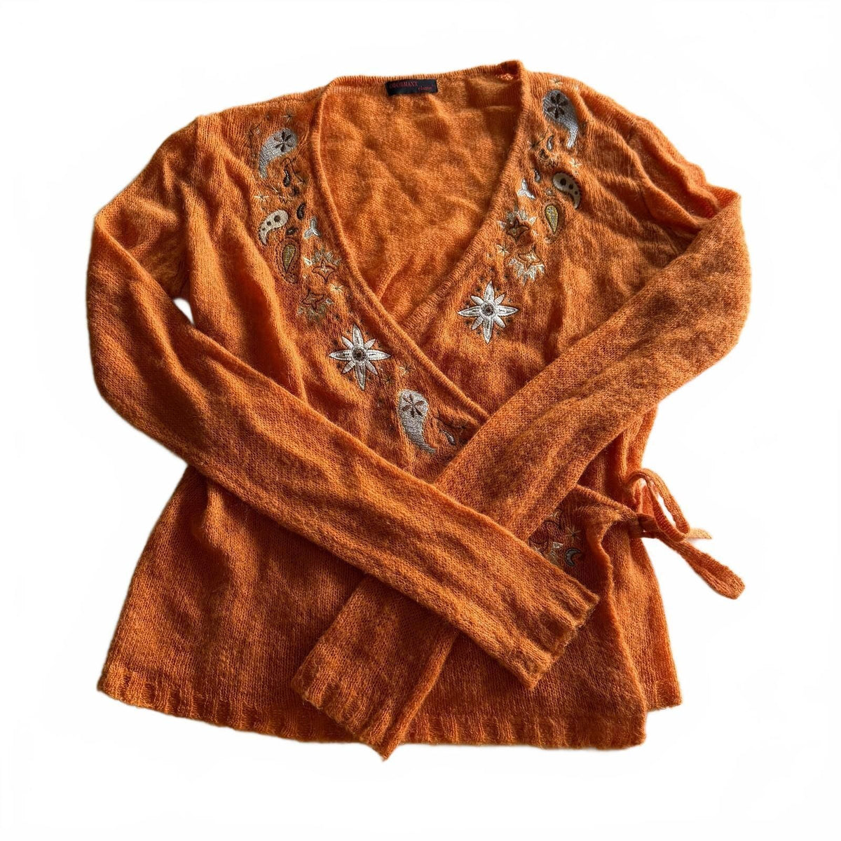 Vintage Mohair Wool Celestial Embroidered Wrap Sweater Whimsigoth Witchy
