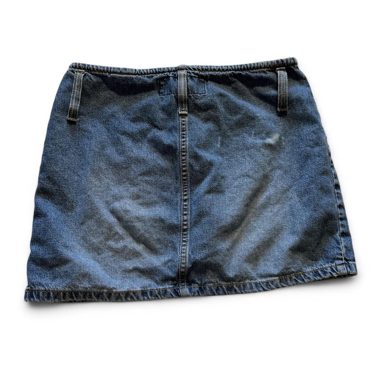 thriftalina Fragile Jean Co Union Jack Mini Denim Skirt