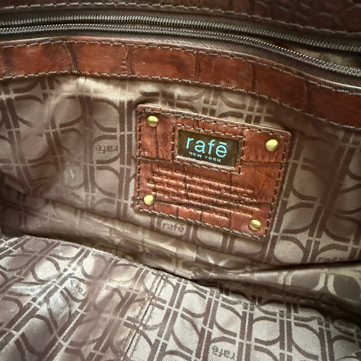 thriftalina Rafe New York Y2K Brown Croc Embossed Leather Buckle Detail Hobo Slouchy Bag